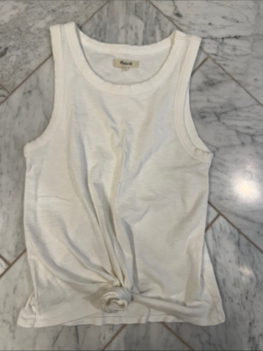 Madewell Cream Knot-Front Tank Top